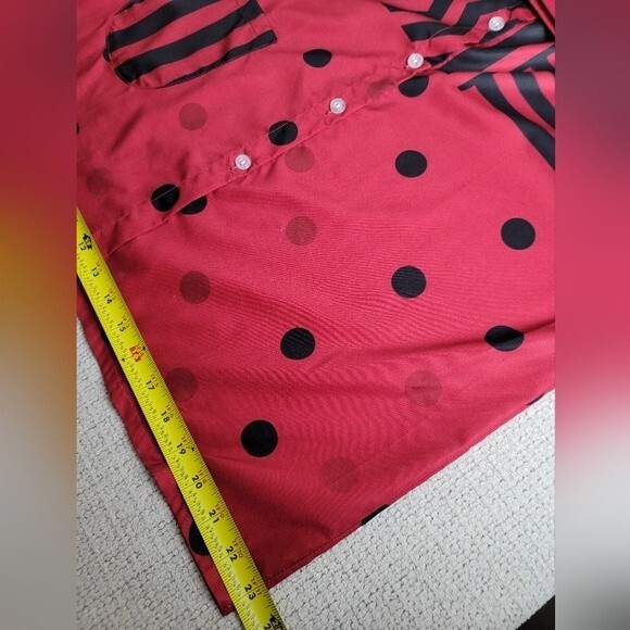 Miss Look Stunning Red with Black Geometric Design Button up Long Sleeve Blouse - Picture 9 of 13